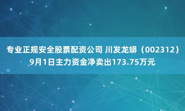 专业正规安全股票配资公司 川发龙蟒（002312）9月1日主力资金净卖出173.75万元